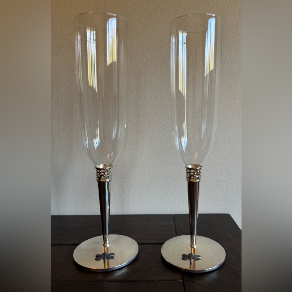 Lenox Kate Spade Dragonfly flute pair. Vintage.